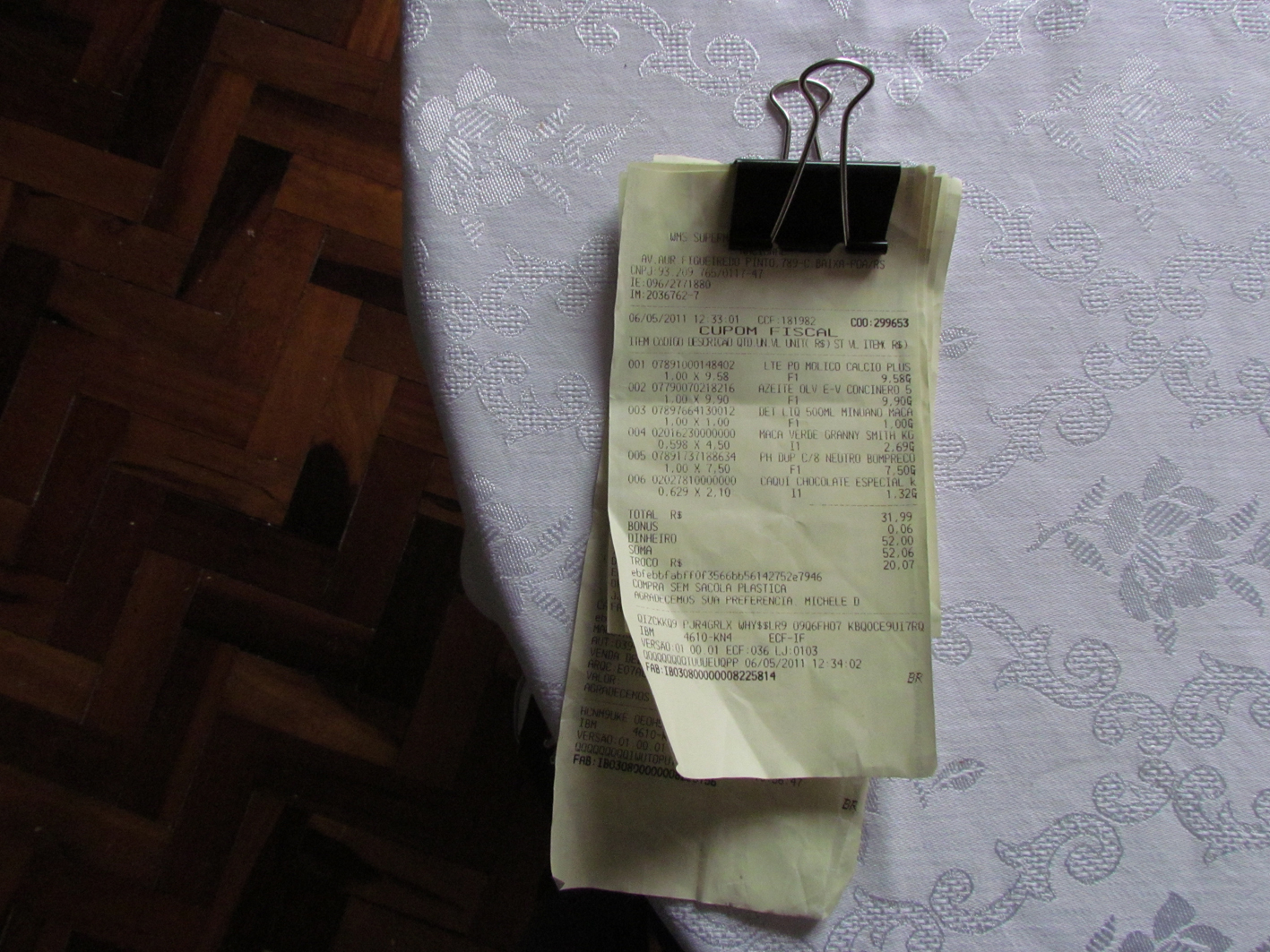  Figura 2 – Notas de compras no supermercado, 2011. Fonte: Acervo pessoal da artista.